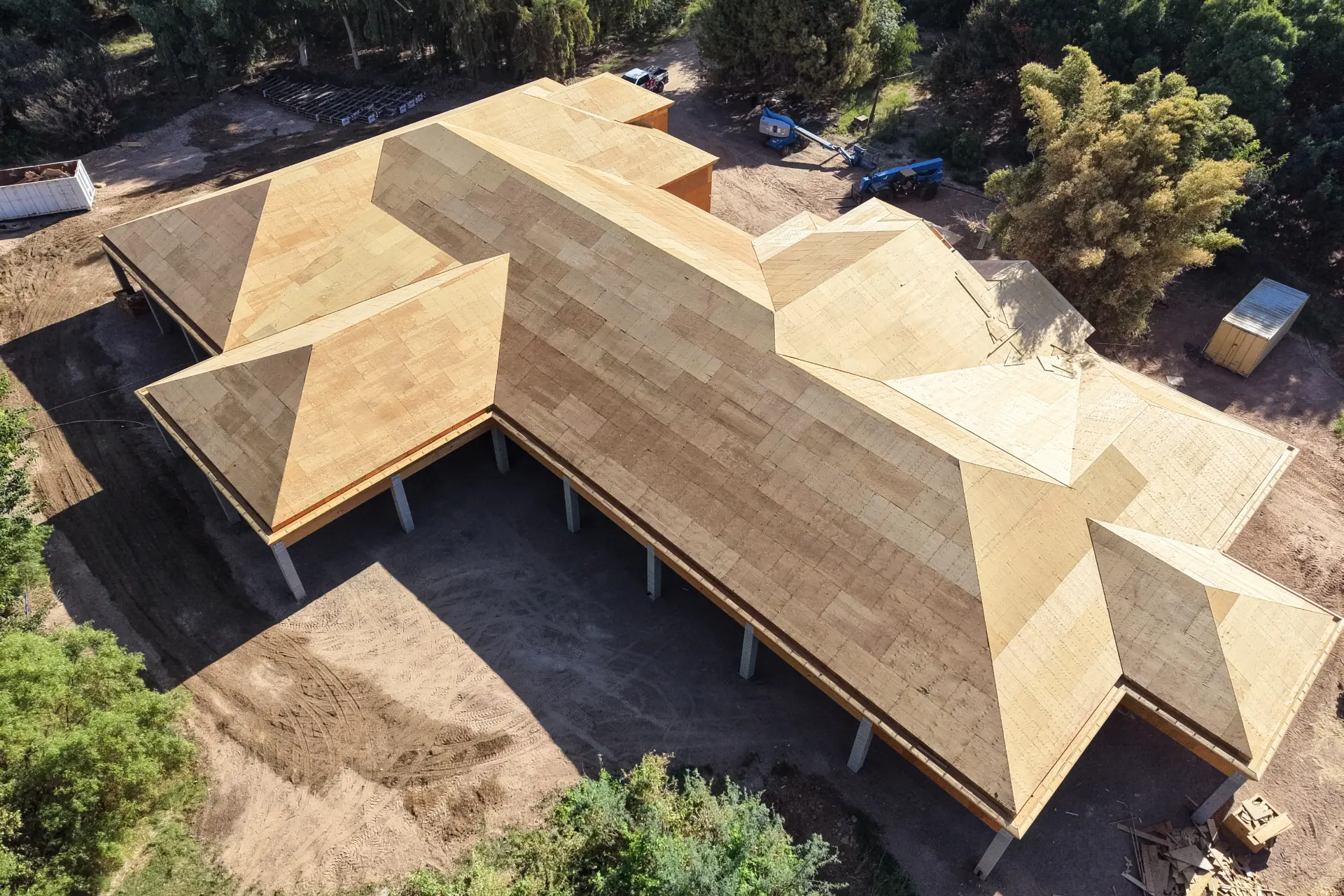 Complete plywood roof deck ready for underlayment