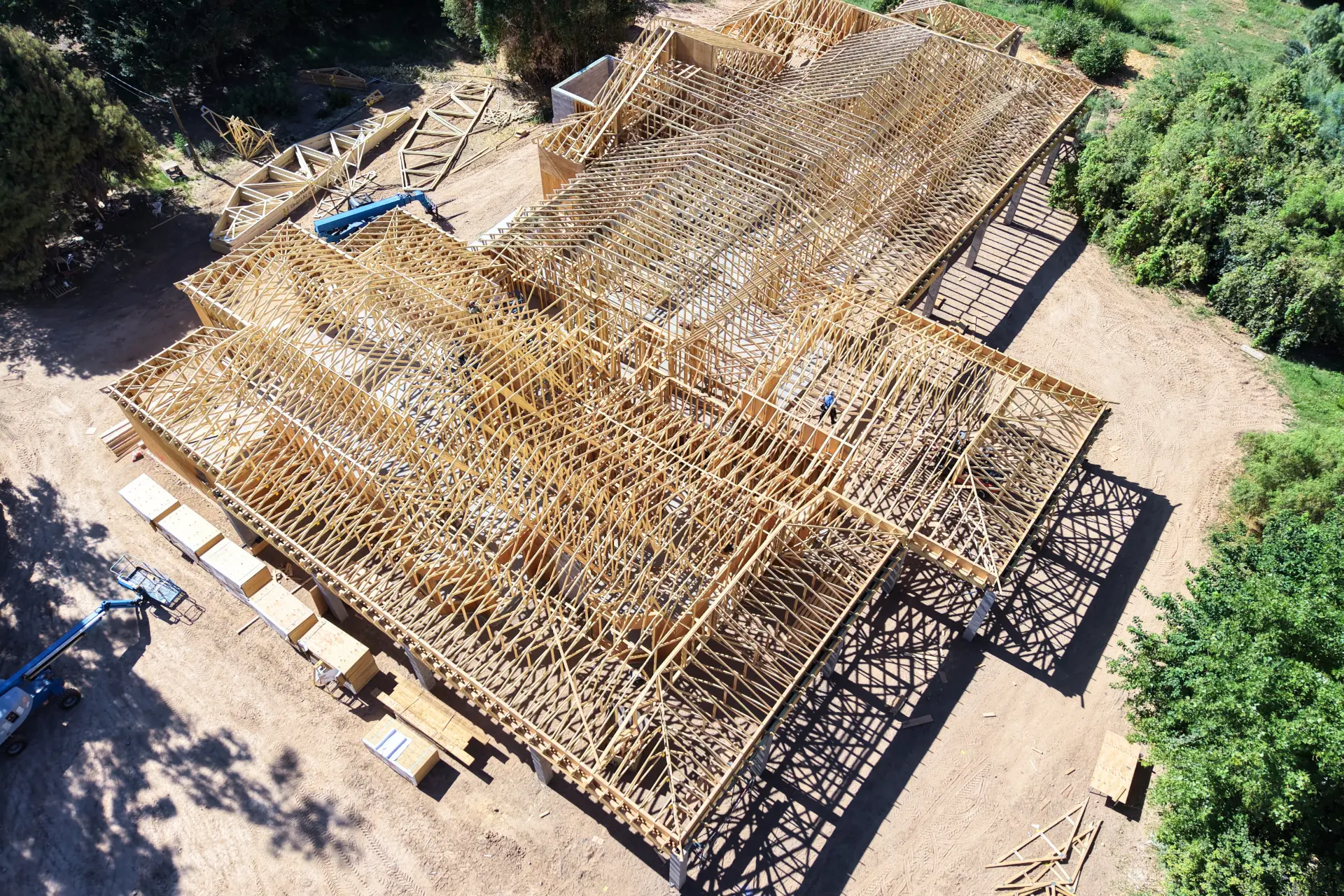 Roof truss framing ready for decking and underlayment